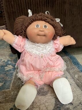 Vintage 1978 1982 Cabbage Patch Doll Long Brown Hair Brown Eyes